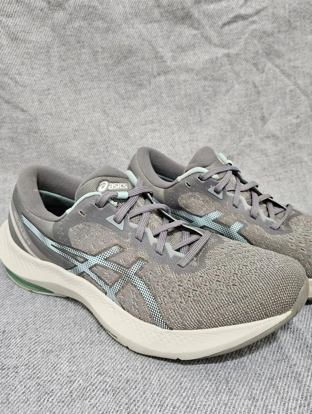 Asics Gel Pulse 13 Clay Gray/Clear Blue Athletic Running Shoes Women's Size 8.5
